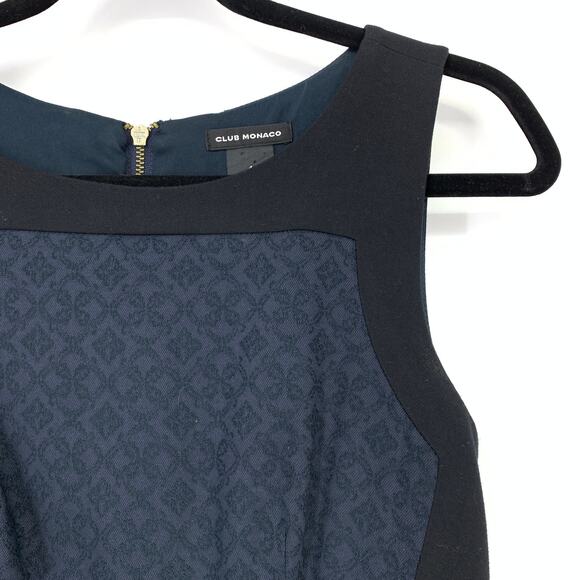 Club Monaco Dress Women's Size 4 Colorblocked Sheath Sleeveless Blue Black - Picture 3 of 7